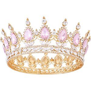 Gold Queen Tiara Baroque Vintage Crown Females Small Bridal Bridal Party